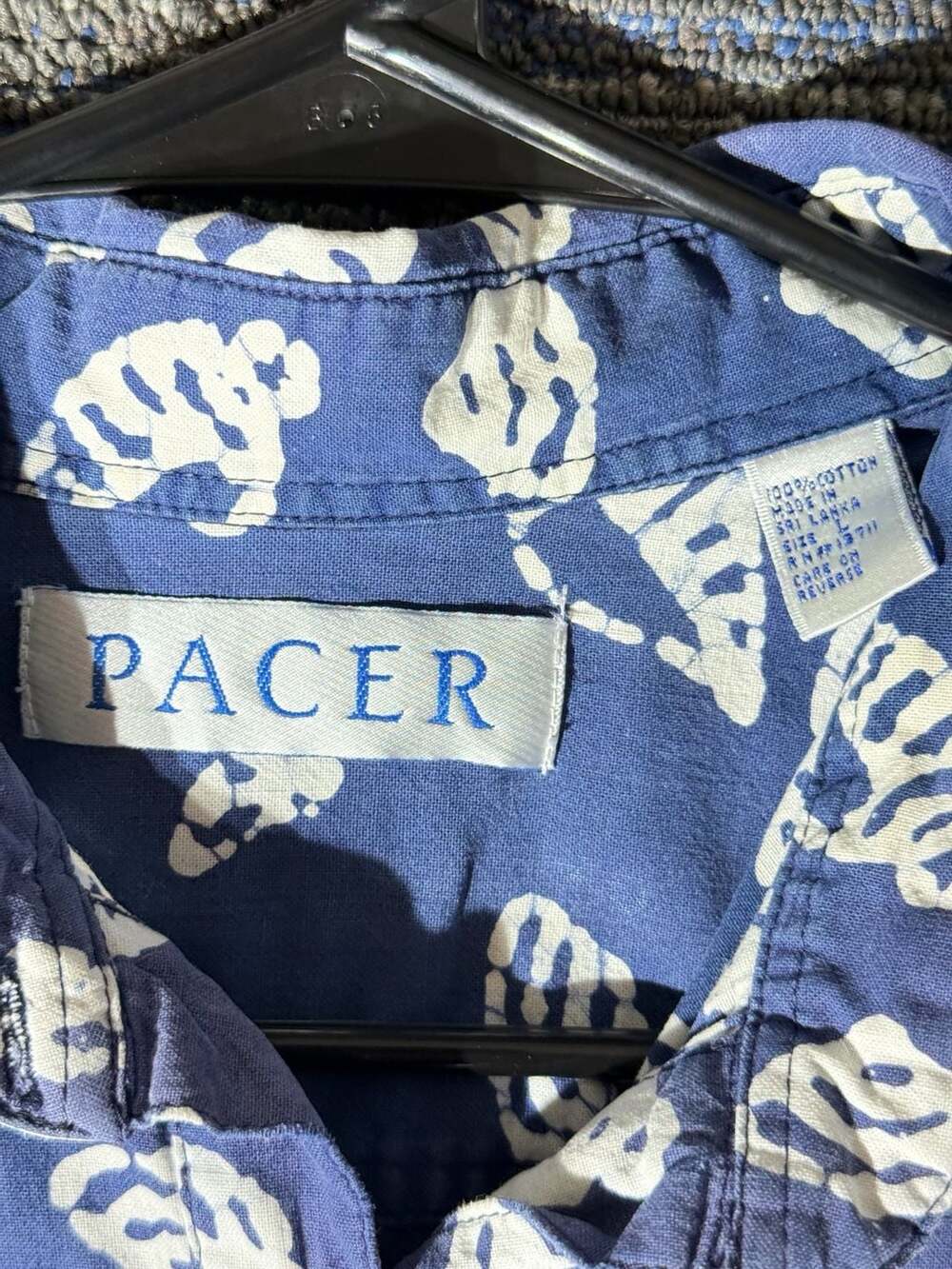 Men’s Pacer Vintage Blue and White Shell Print 100% Cotton